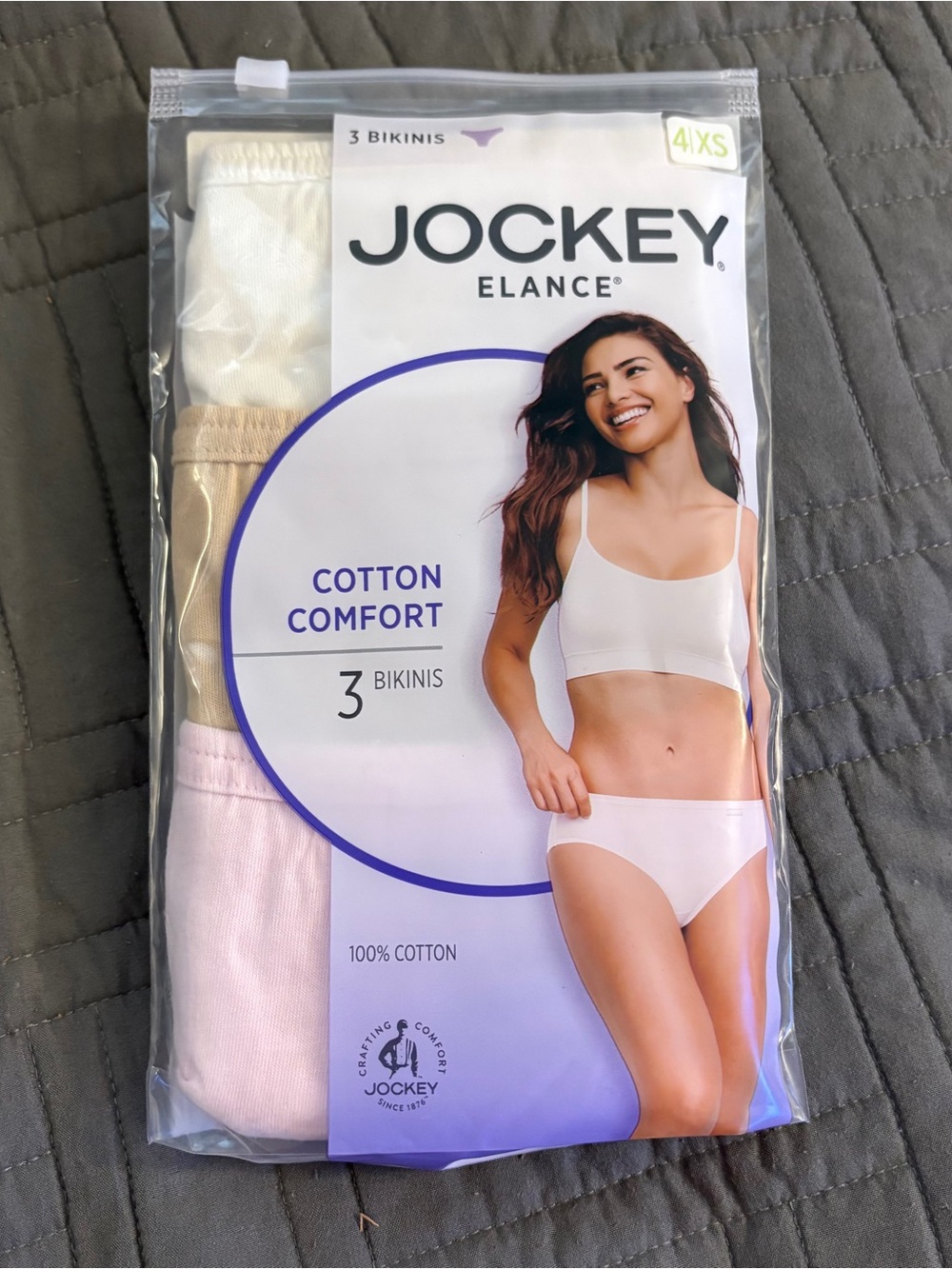 Jockey Elance 3 Pair Women's Bikinis Underwear Panties Cotton Size 4 (XS)
